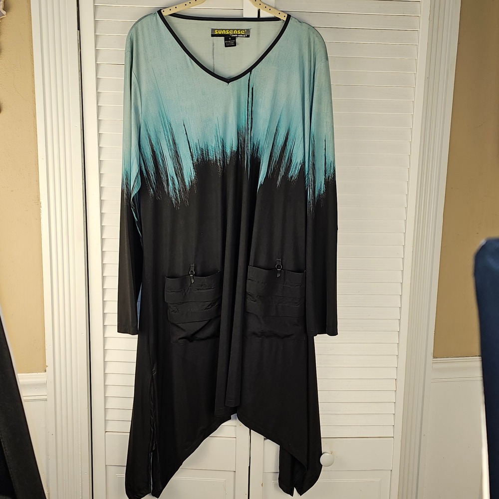 Sunsense Jamie Sadock Womens Blue Black Activewear Dress XL